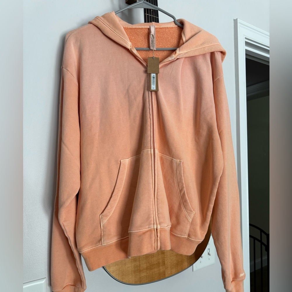 Skims Peach Zip-Up Hoodie French terry